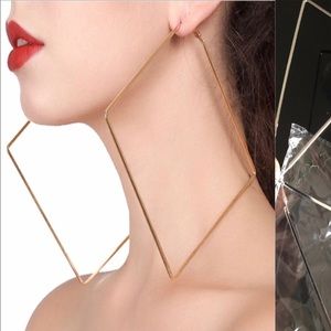 Oversized Trendy Square Hoops Earrings
